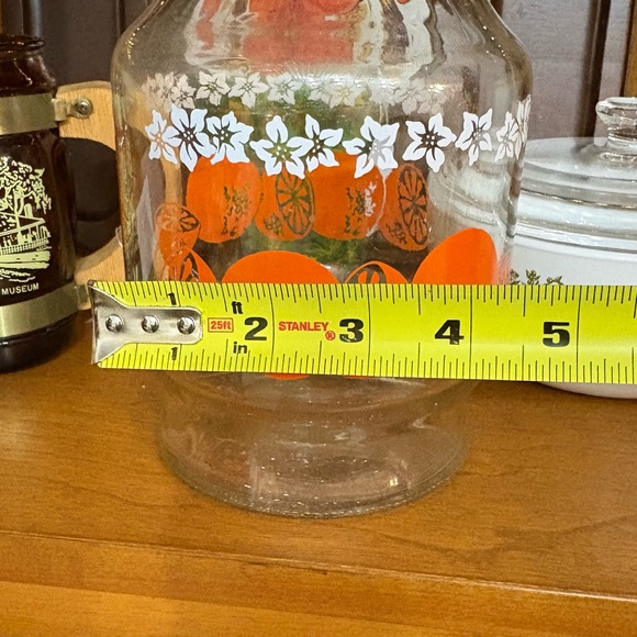 Vintage Anchor Hocking Orange Blossom Glass Juice Carafe Juice Pitcher With Lid - Picture 10 of 11